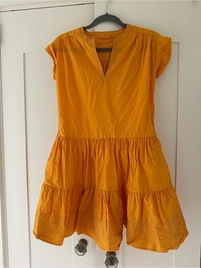 Oliphant marigold Cotton dress with Decorative Stitching